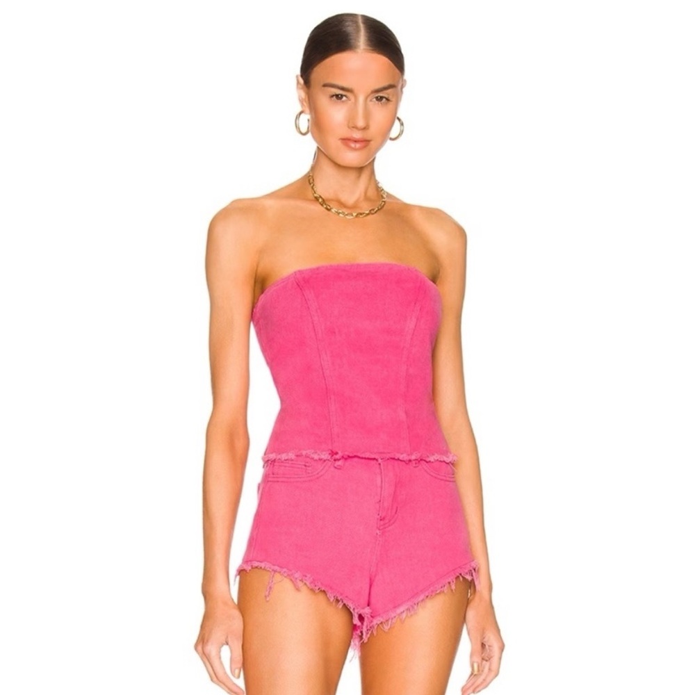 Superdown Domonique Denim Corset Short Set